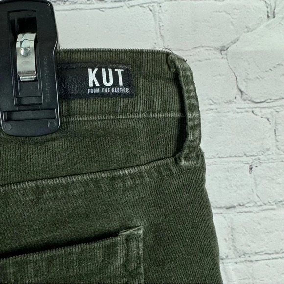 Kut From The Kloth Catherine Boyfriend Style Green Corduroy Pants Size 14 - Picture 4 of 7